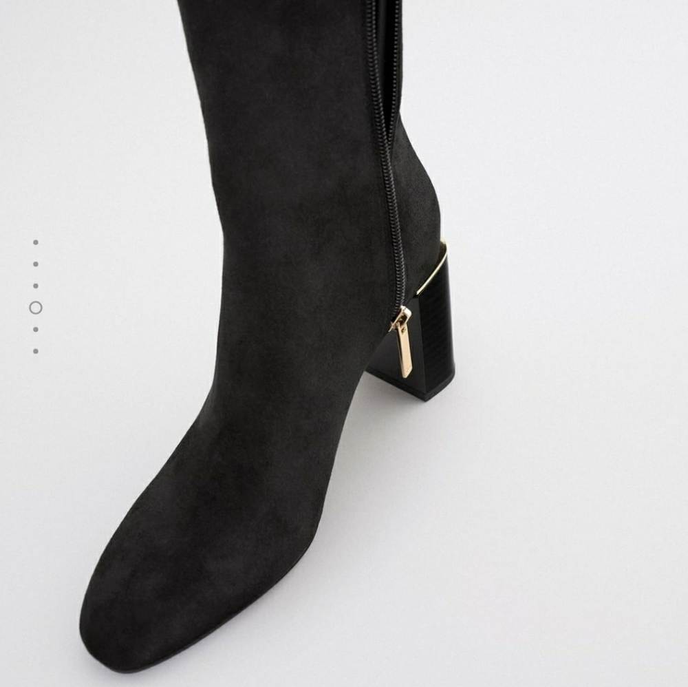 Zara faux suede heeled ankle boots - Picture 4 of 5